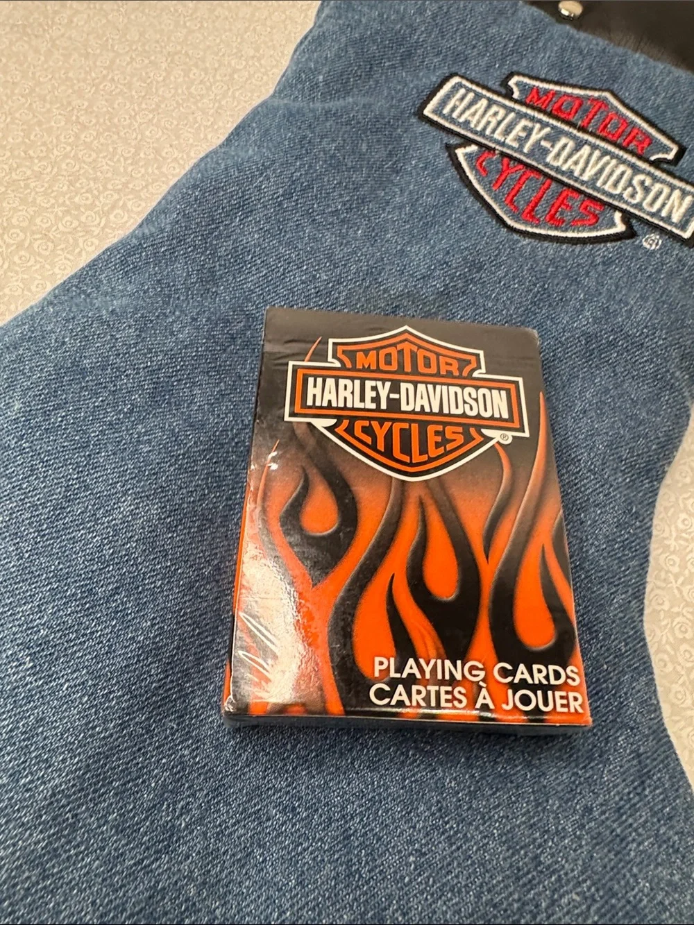 Harley-Davidson Stocking and Cards denim and leather VTG 2001